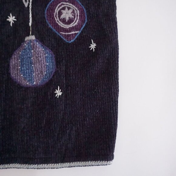 Vintage Christopher & Banks Navy Embroidered Christmas Ornaments Zip Vest S - Picture 5 of 9